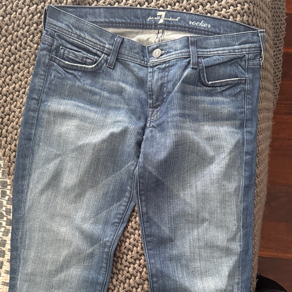 7 For All Mankind Dark Blue Boot Cut Jeans (Low Rise)